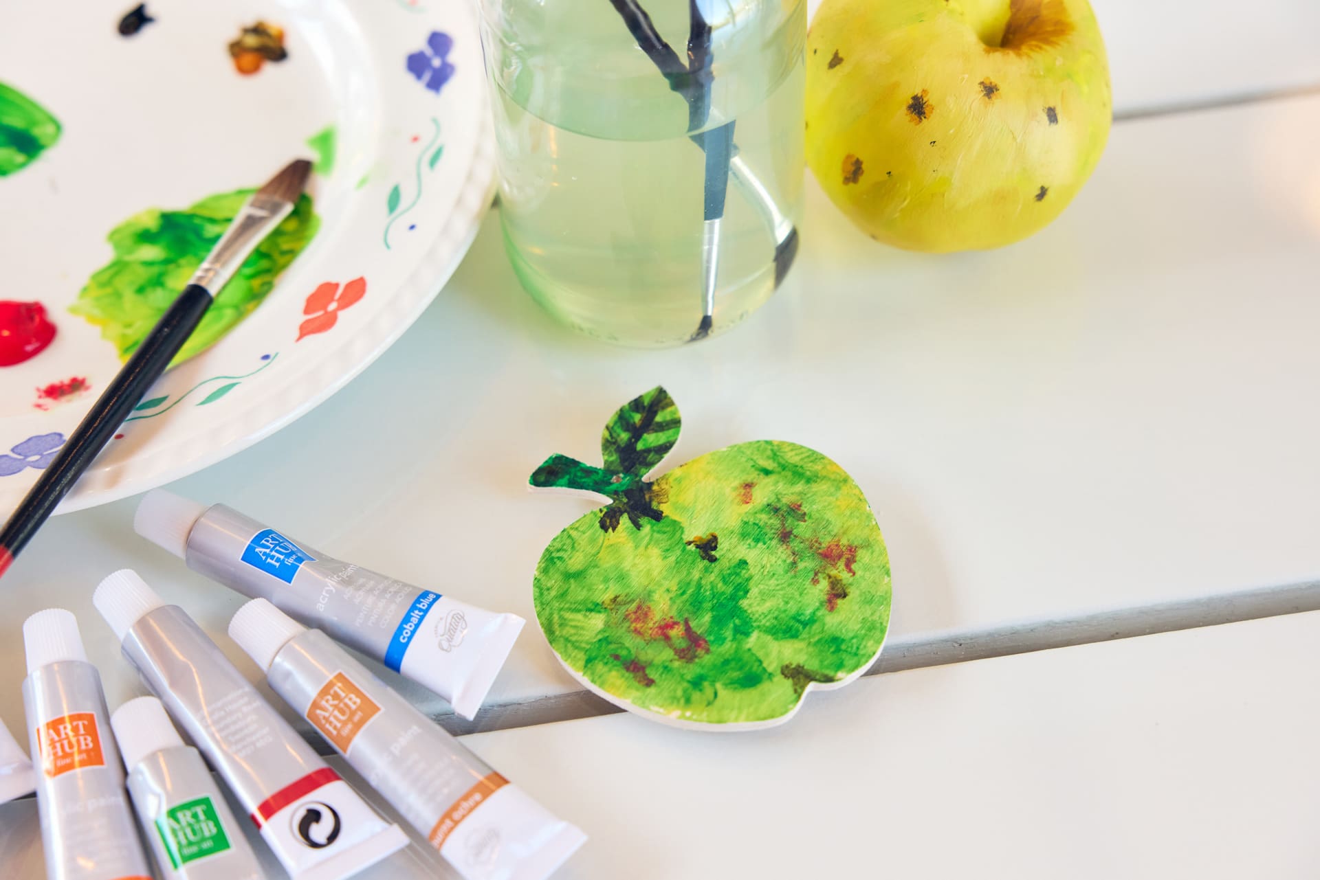 Apple painting activity at Newton Court